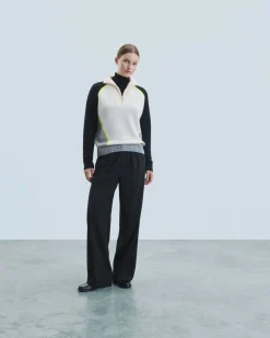 Bicolor Quarter Zip Neck Sweater