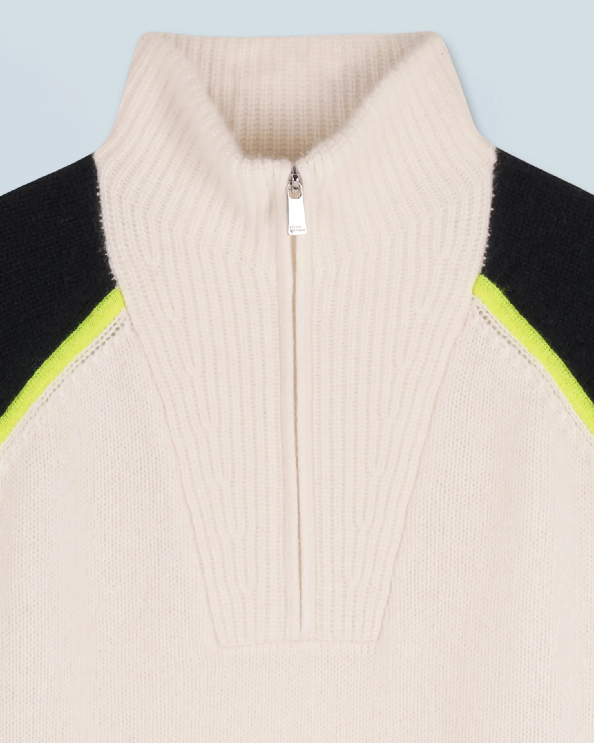 Bicolor Quarter Zip Neck Sweater