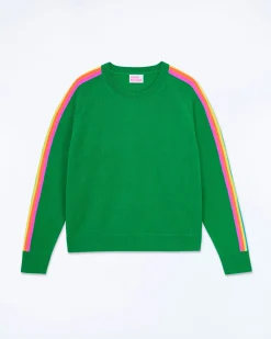 Crewneck Sweater with Multicolored Stripes