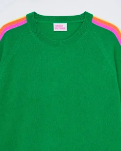 Crewneck Sweater with Multicolored Stripes