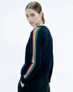 Crewneck Sweater with Multicolored Stripes