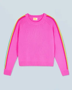 Crewneck Sweater with Multi-Colored Bands