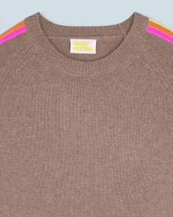 Crewneck Sweater with Stripes and Multico Sleeves