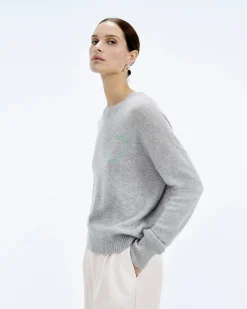 Embroidered Heart Crewneck Sweater