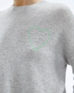 Embroidered Heart Crewneck Sweater