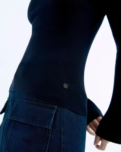 Jewel Ribbed Polo Neck Sweater