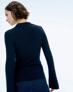 Jewel Ribbed Polo Neck Sweater