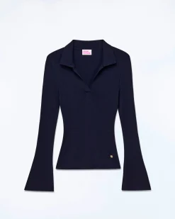 Jewel Ribbed Polo Neck Sweater