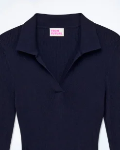 Jewel Ribbed Polo Neck Sweater
