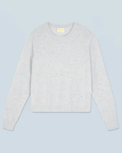 Lightweight Allover Rhinestone Crewneck Sweater