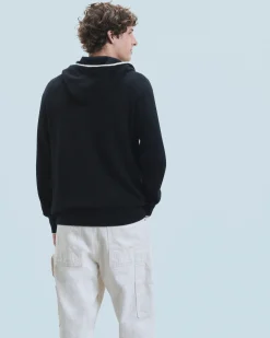 Lightweight Contrast Trim Hoodie Sweater