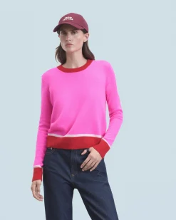 Lightweight Contrast Two-tone Crewneck Sweater