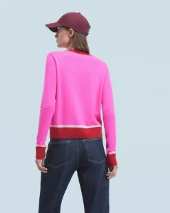 Lightweight Contrast Two-tone Crewneck Sweater