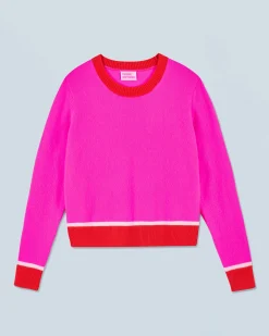 Lightweight Contrast Two-tone Crewneck Sweater