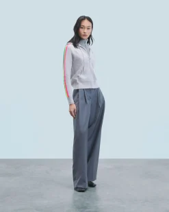 Lightweight Hoodie with Multicolor Sleeve Stripes