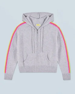 Lightweight Hoodie with Multicolor Sleeve Stripes