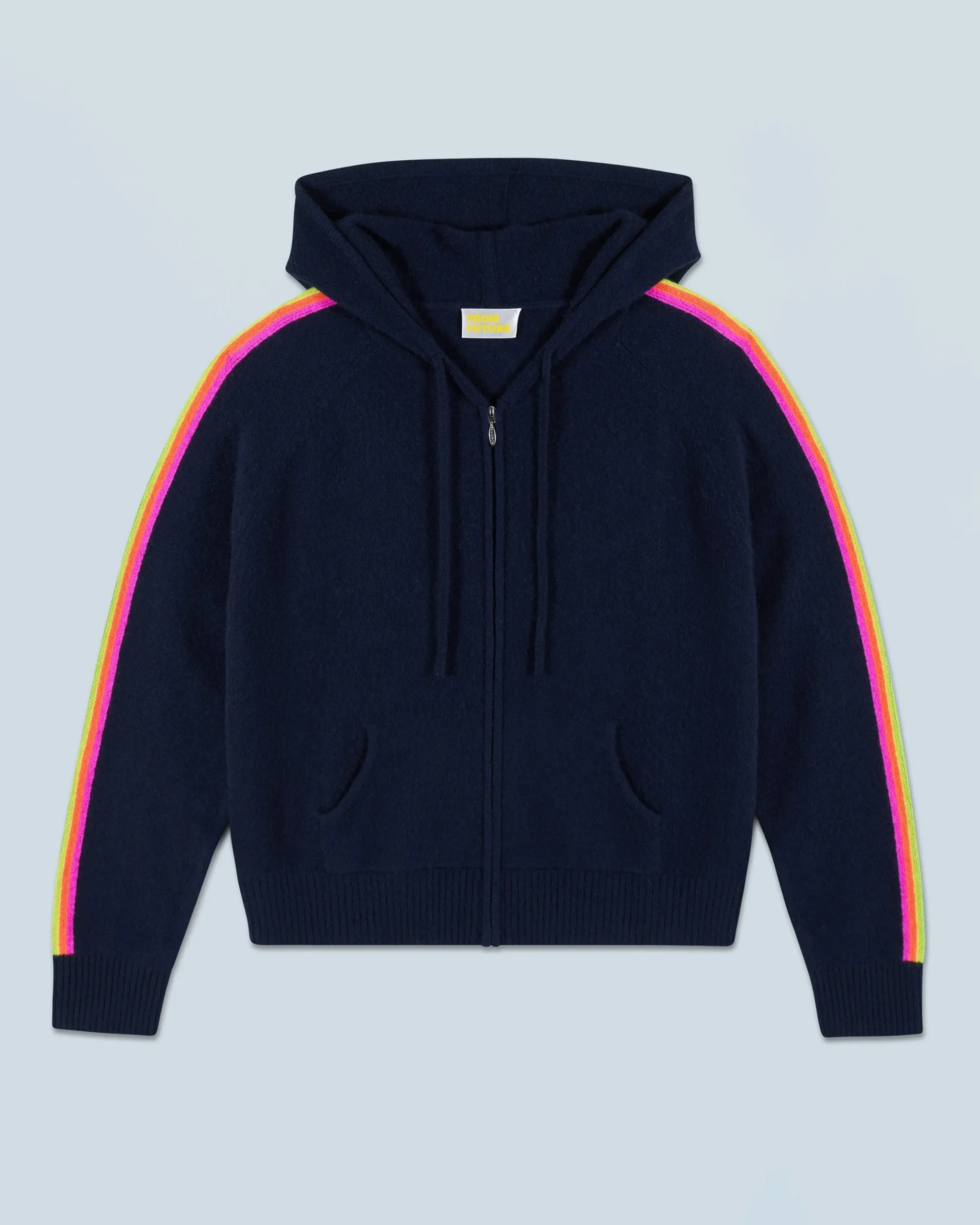 Lightweight Hoodie with Multicolor Sleeve Stripes