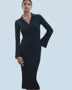 Long Sleeve Polo Neck Long Dress