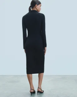 Long Sleeve Polo Neck Long Dress