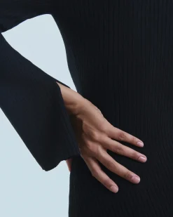 Long Sleeve Polo Neck Long Dress