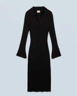 Long Sleeve Polo Neck Long Dress