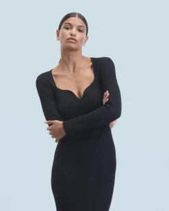 Long Sleeve Sweetheart Neckline Long Dress