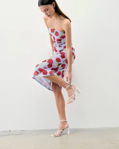 Long Strapless Mesh Dress