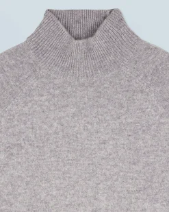 Mock Neck Sweater with Multicolor Striped Sleeves Light