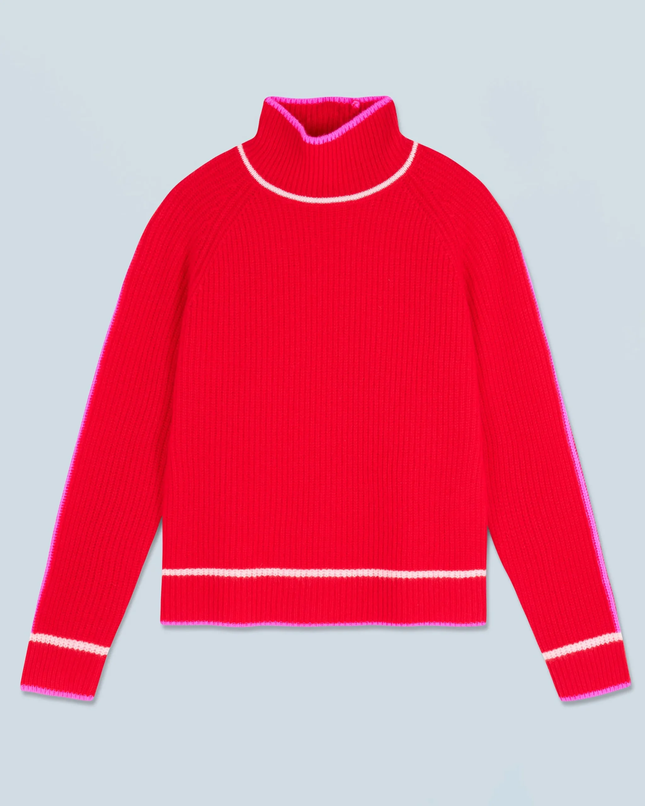 Mock Neck Tricolor Sweater in Textured Knit