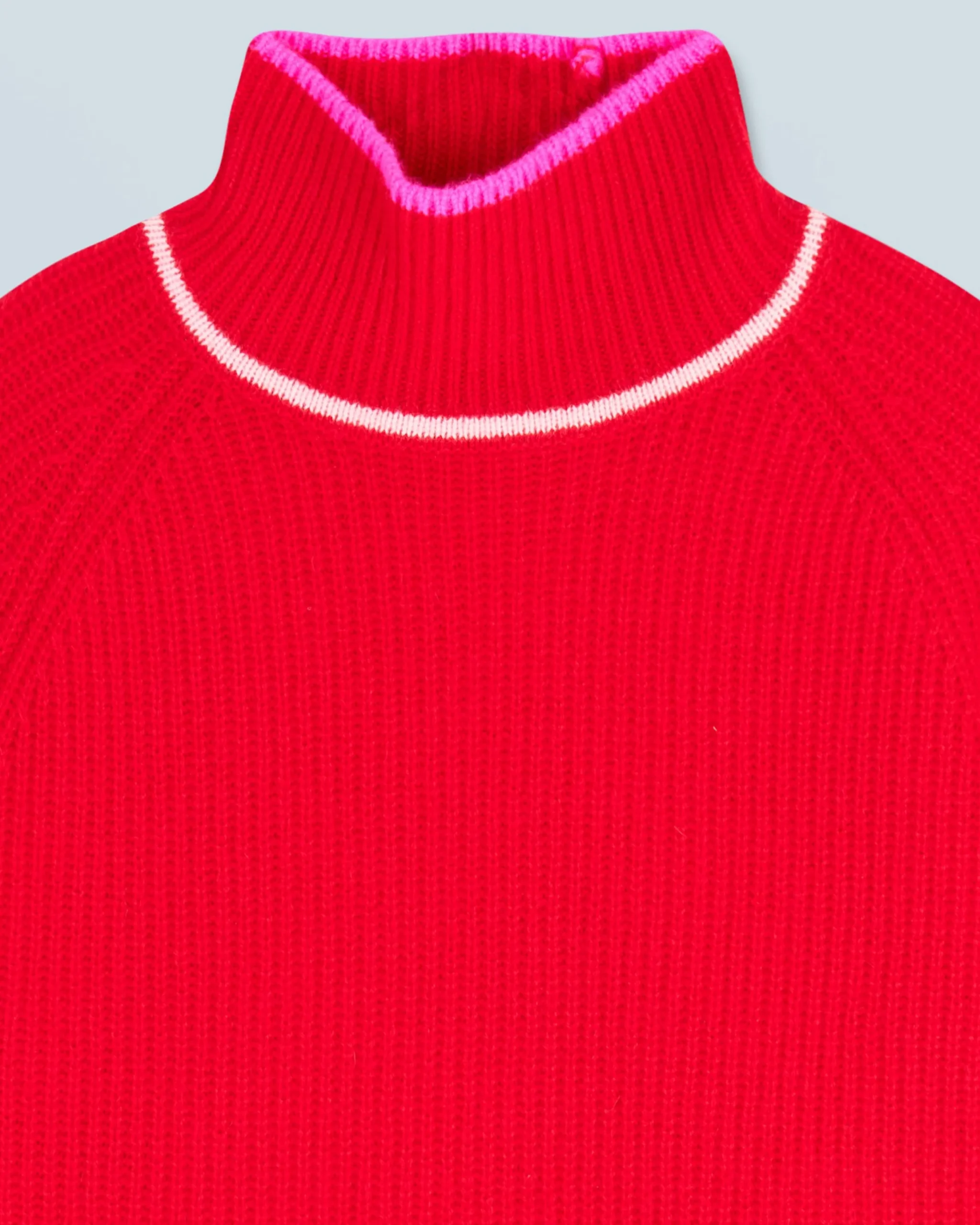 Mock Neck Tricolor Sweater in Textured Knit