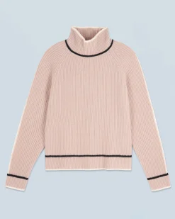 Mock Neck Tricolor Sweater in Textured Knit