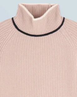 Mock Neck Tricolor Sweater in Textured Knit