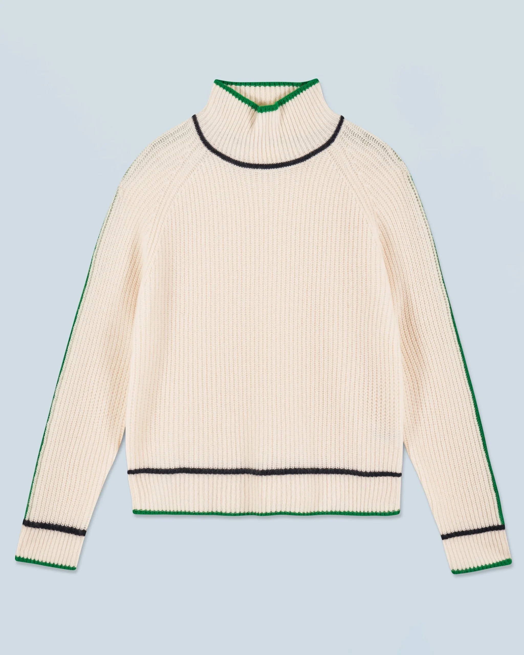 Mock Neck Tricolor Sweater in Textured Knit