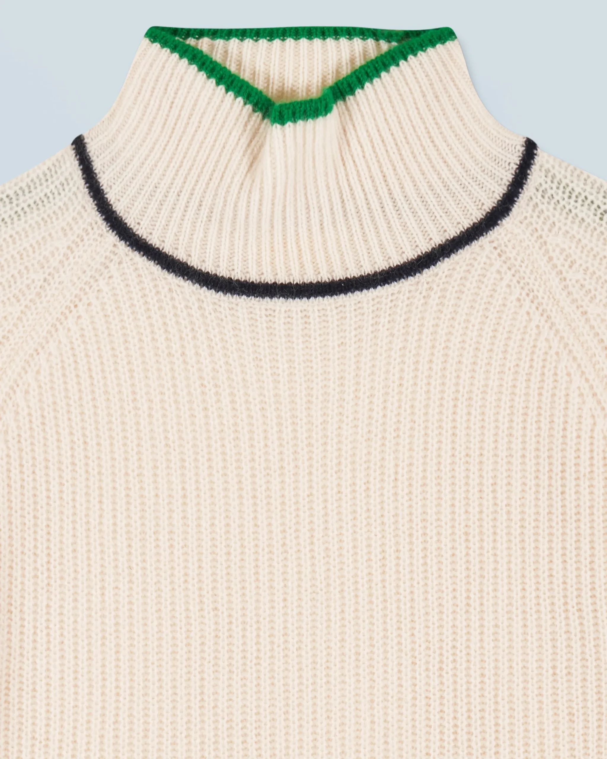 Mock Neck Tricolor Sweater in Textured Knit