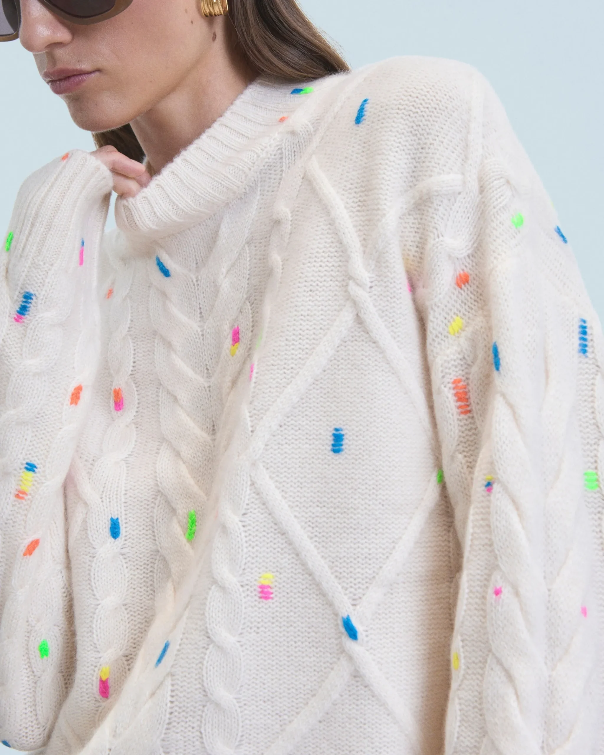 Multicolored Twisted Crewneck Sweater