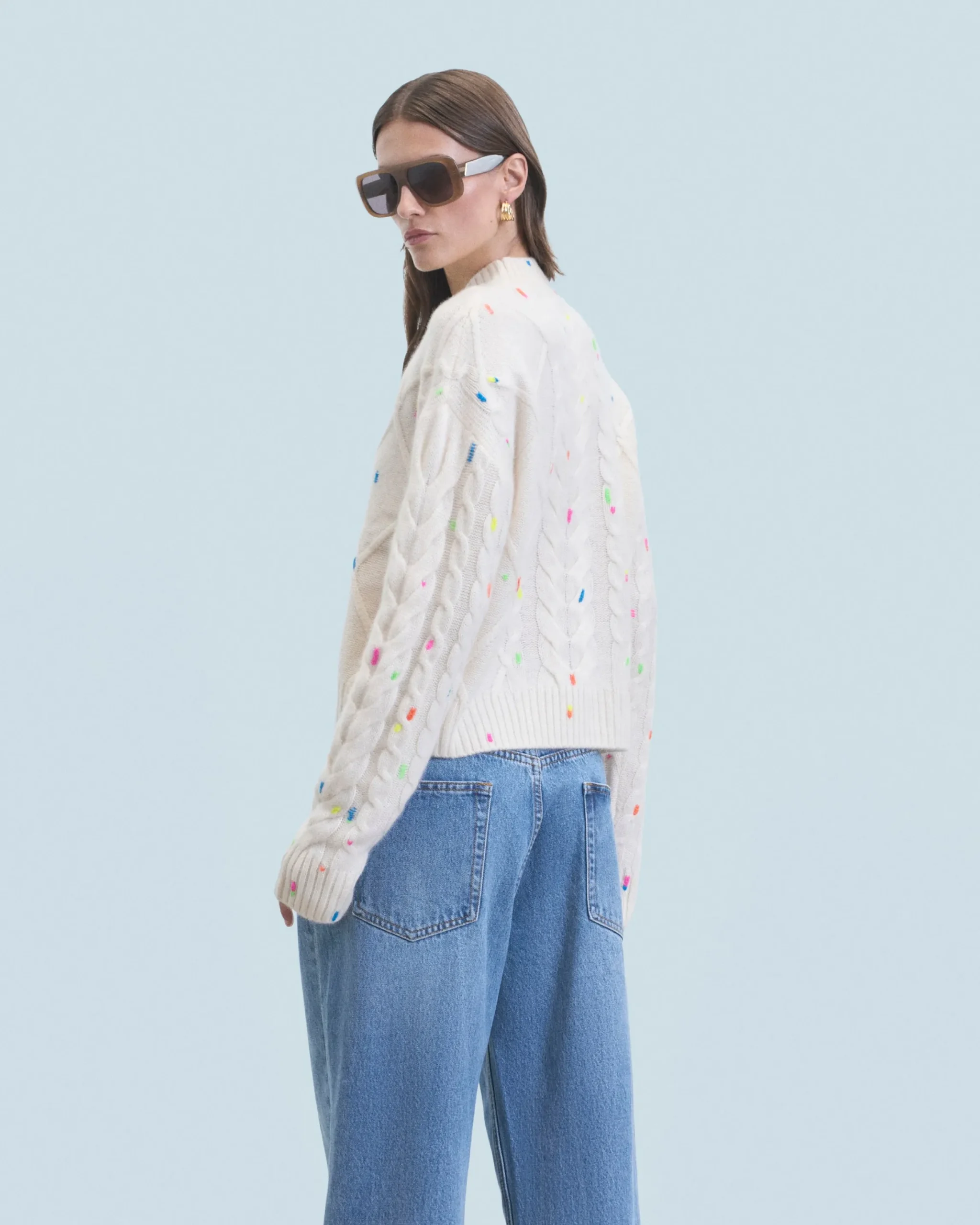 Multicolored Twisted Crewneck Sweater