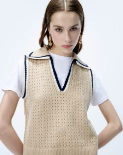Polo Neck Sleeveless Sweater