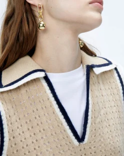 Polo Neck Sleeveless Sweater