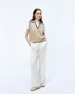 Polo Neck Sleeveless Sweater