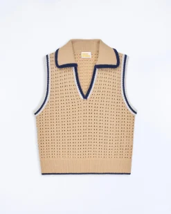 Polo Neck Sleeveless Sweater