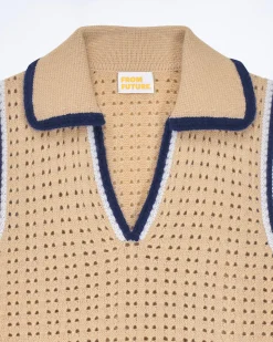 Polo Neck Sleeveless Sweater