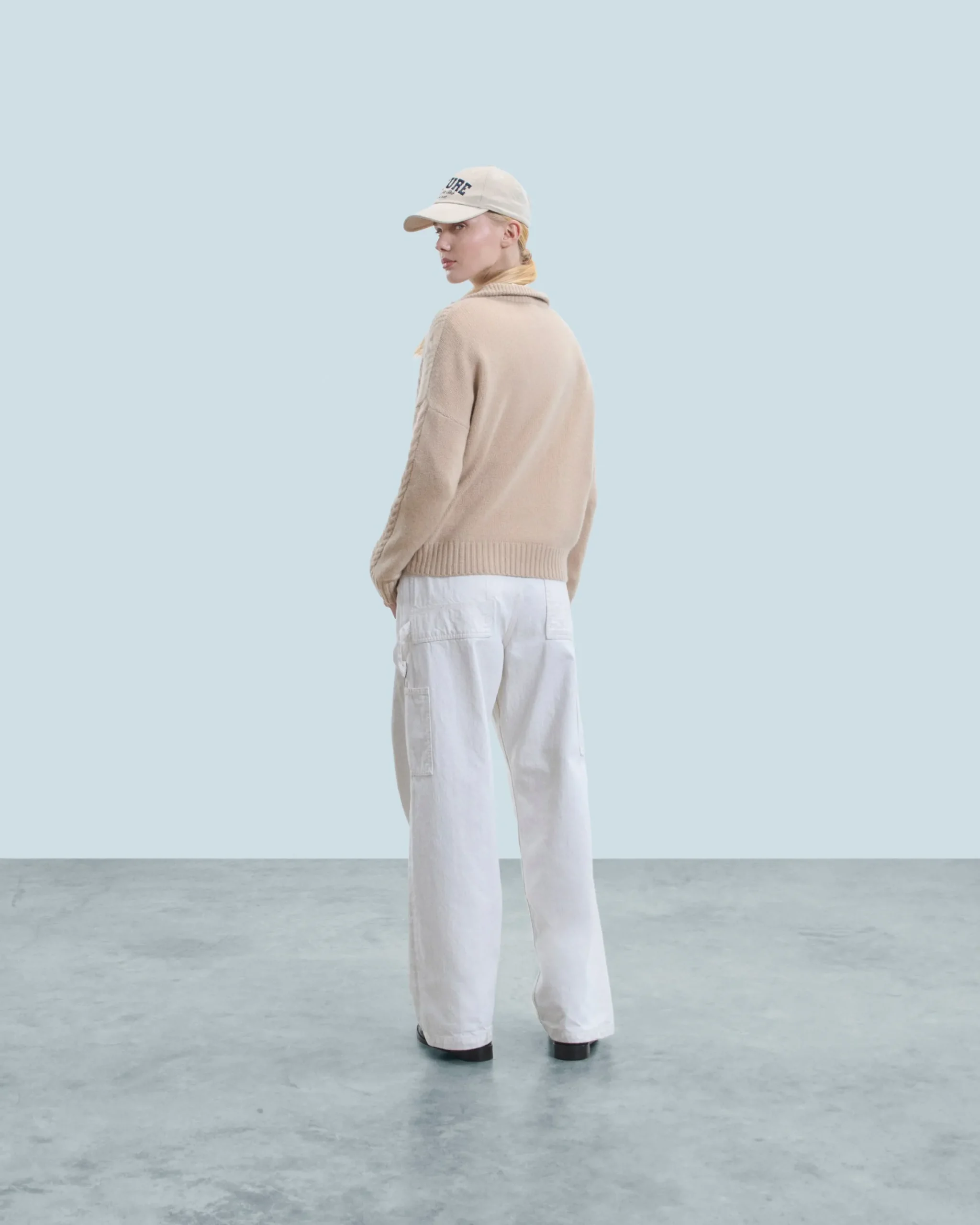 Quarter Zip Neck Sweater with Twisted Details