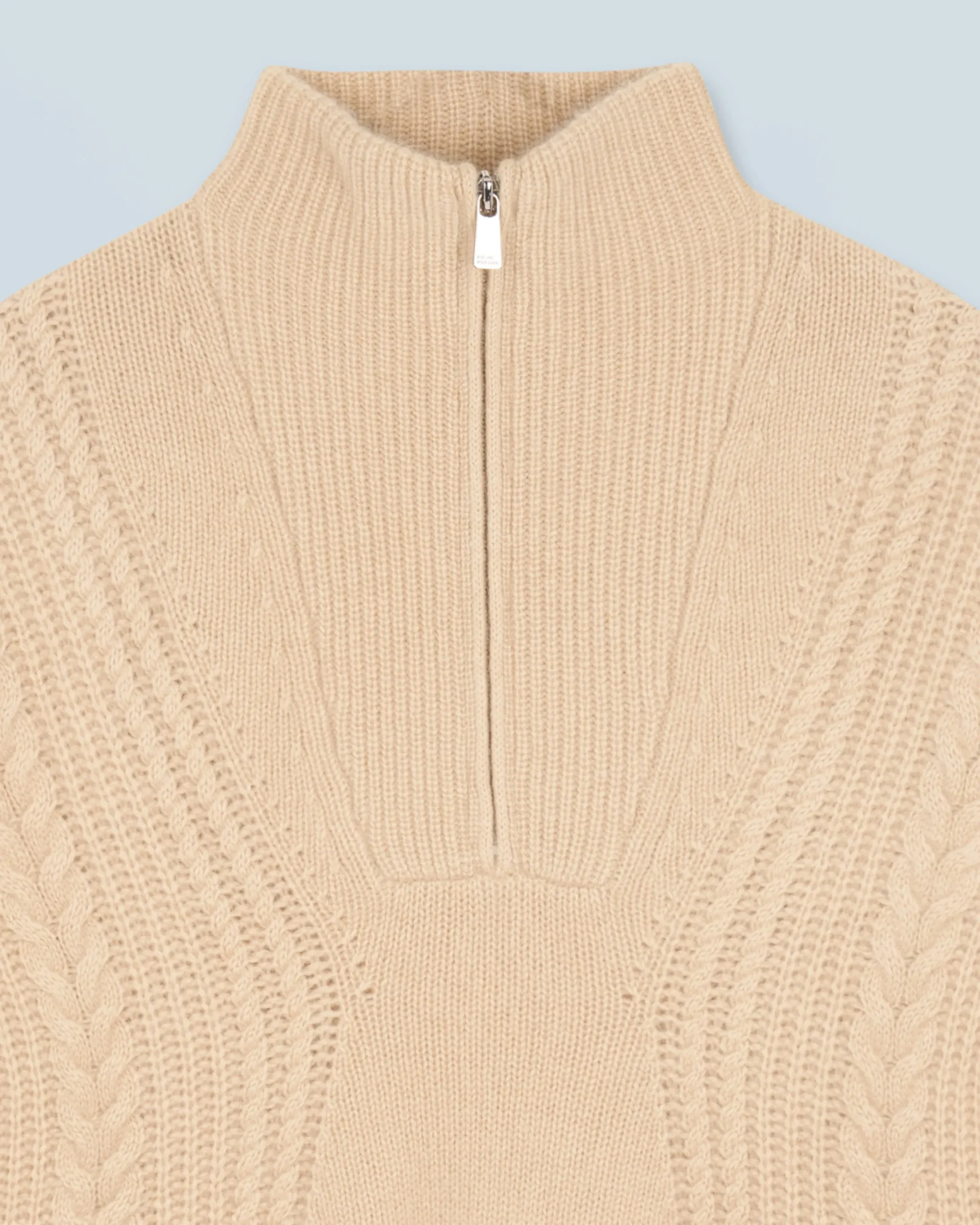 Quarter Zip Neck Sweater with Twisted Details