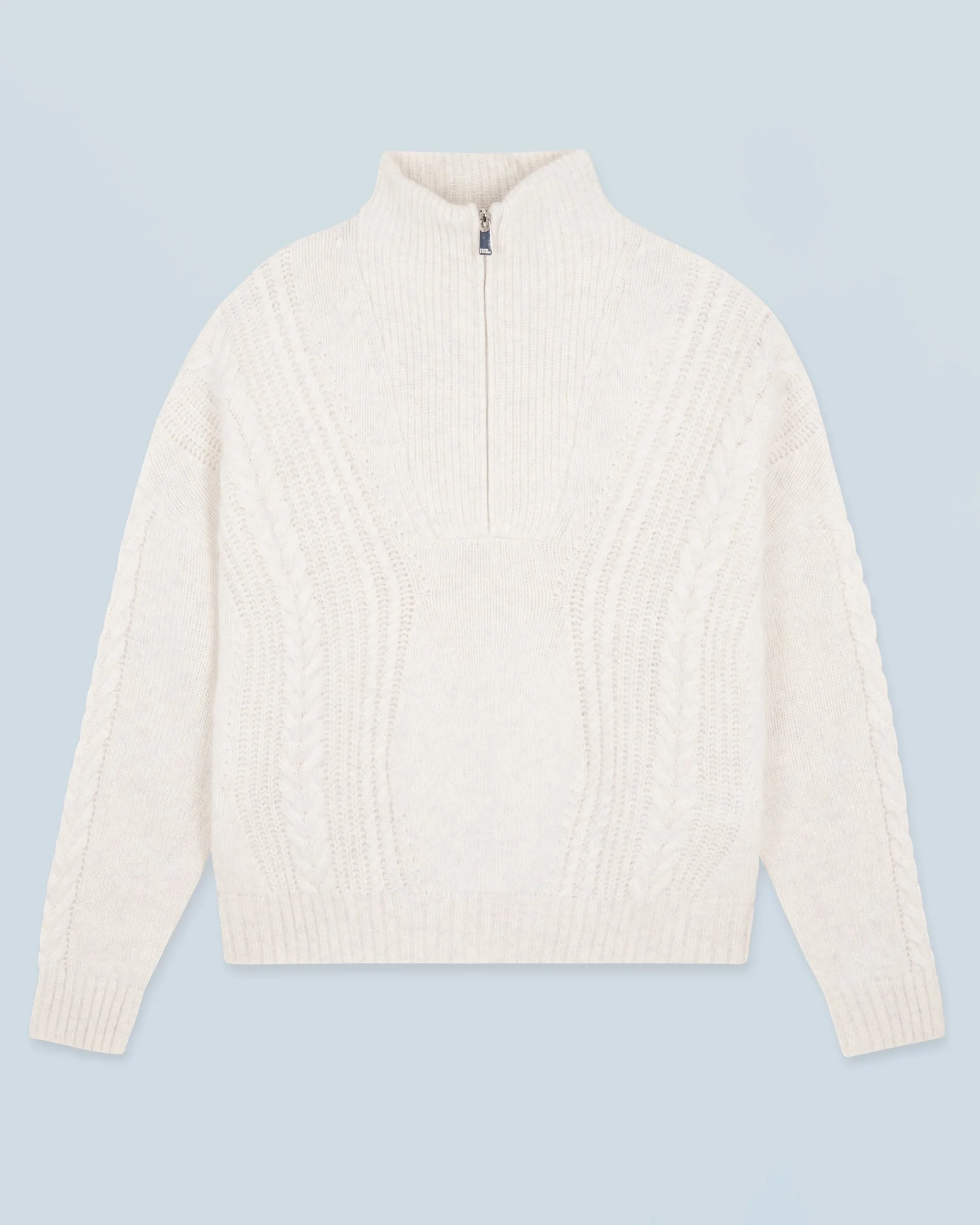 Quarter Zip Neck Sweater with Twisted Details