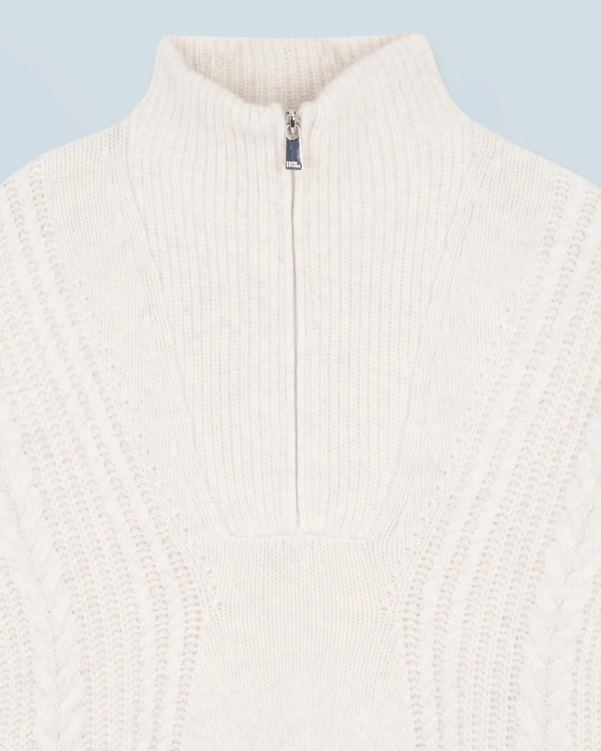Quarter Zip Neck Sweater with Twisted Details
