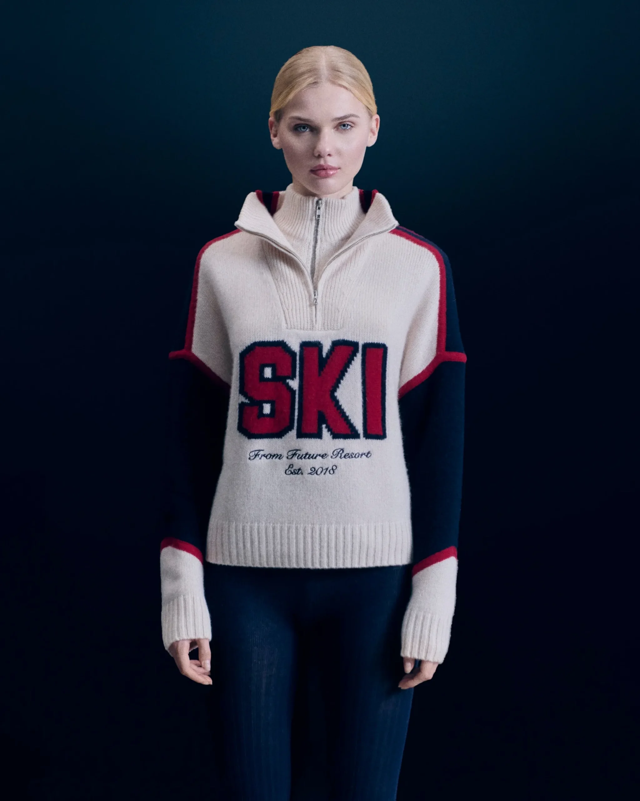 Quarter Zip Neck Sweater SKI