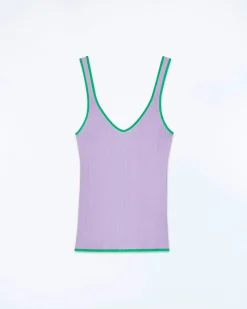 Ribbed Tank Top with Contrasting Trims