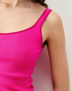 Ribbed Tank Top with Contrasting Trims