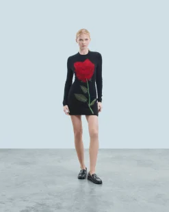 Short Dress with Long Sleeves in Brushed Cashmere