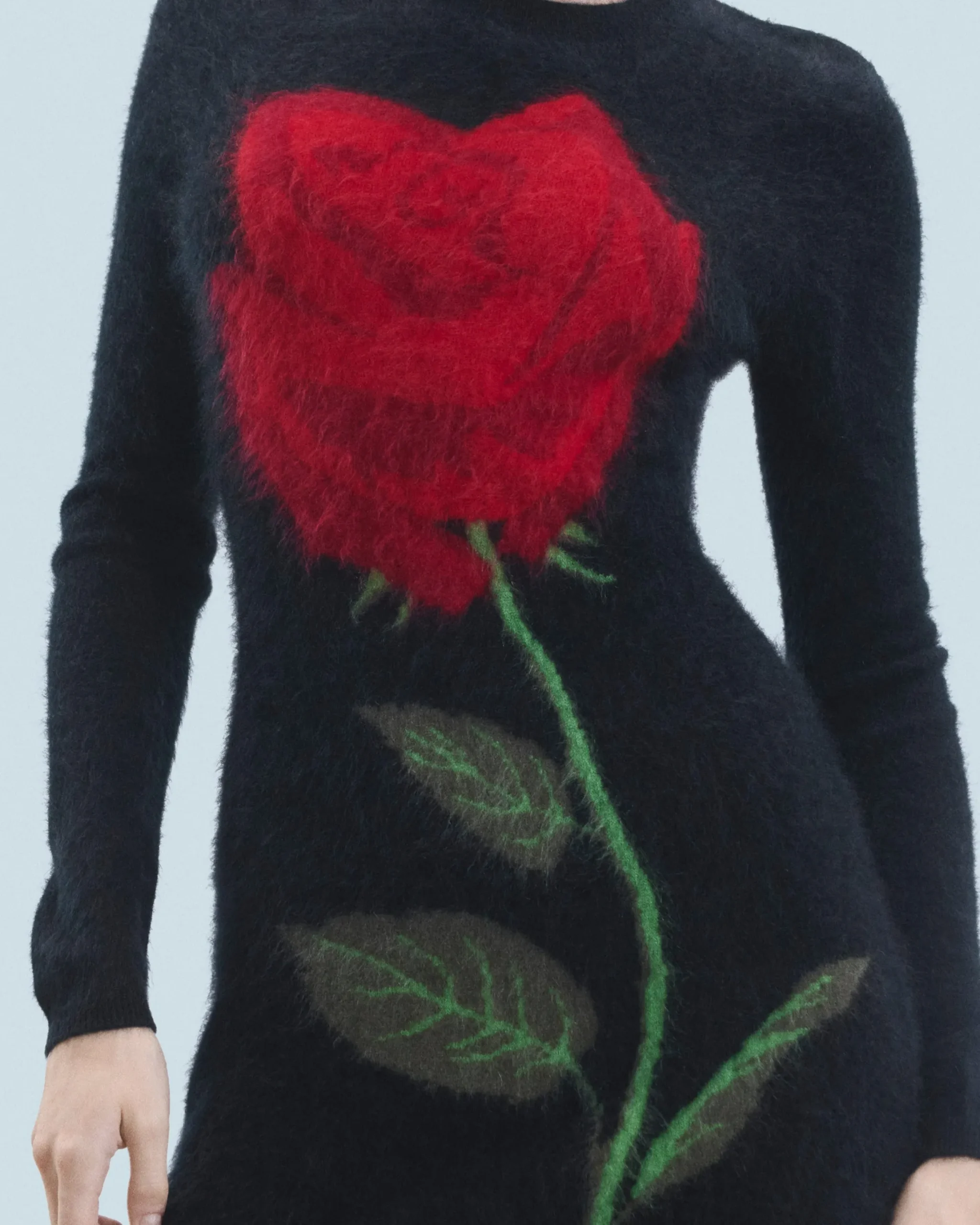 Short Dress with Long Sleeves in Brushed Cashmere